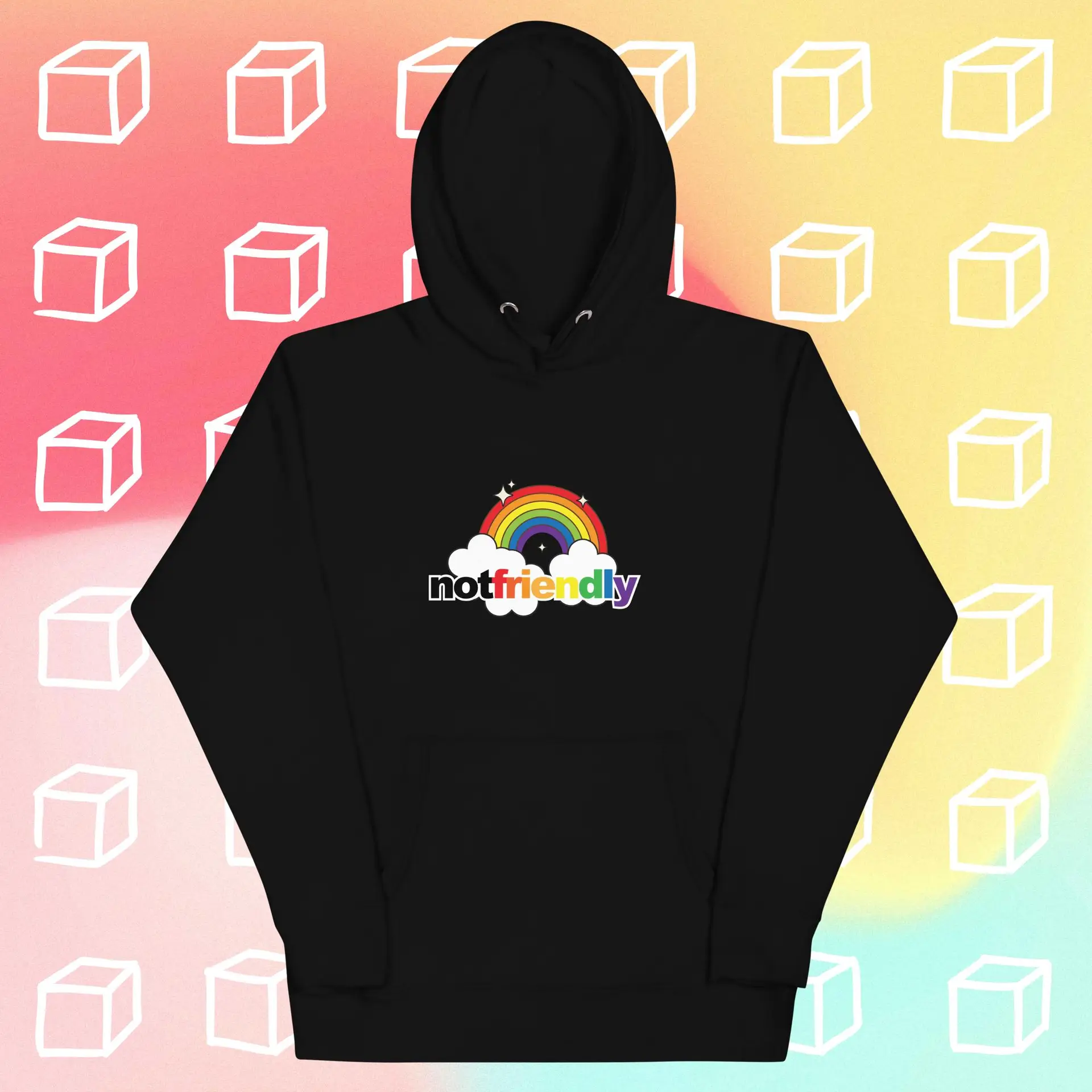 Not Friendly Rainbow Unisex Hoodie - Image 2