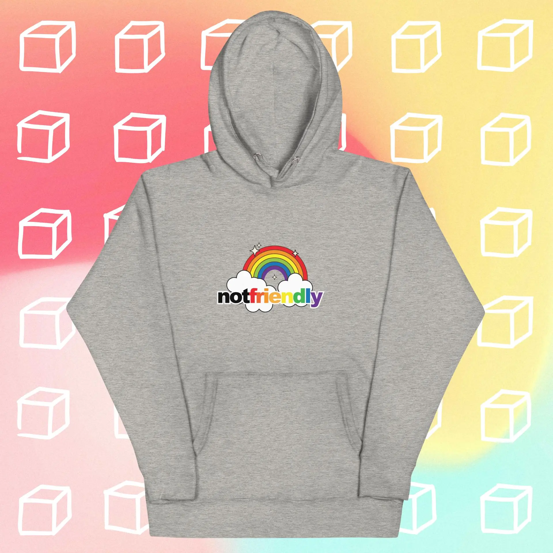 Not Friendly Rainbow Unisex Hoodie - Image 3