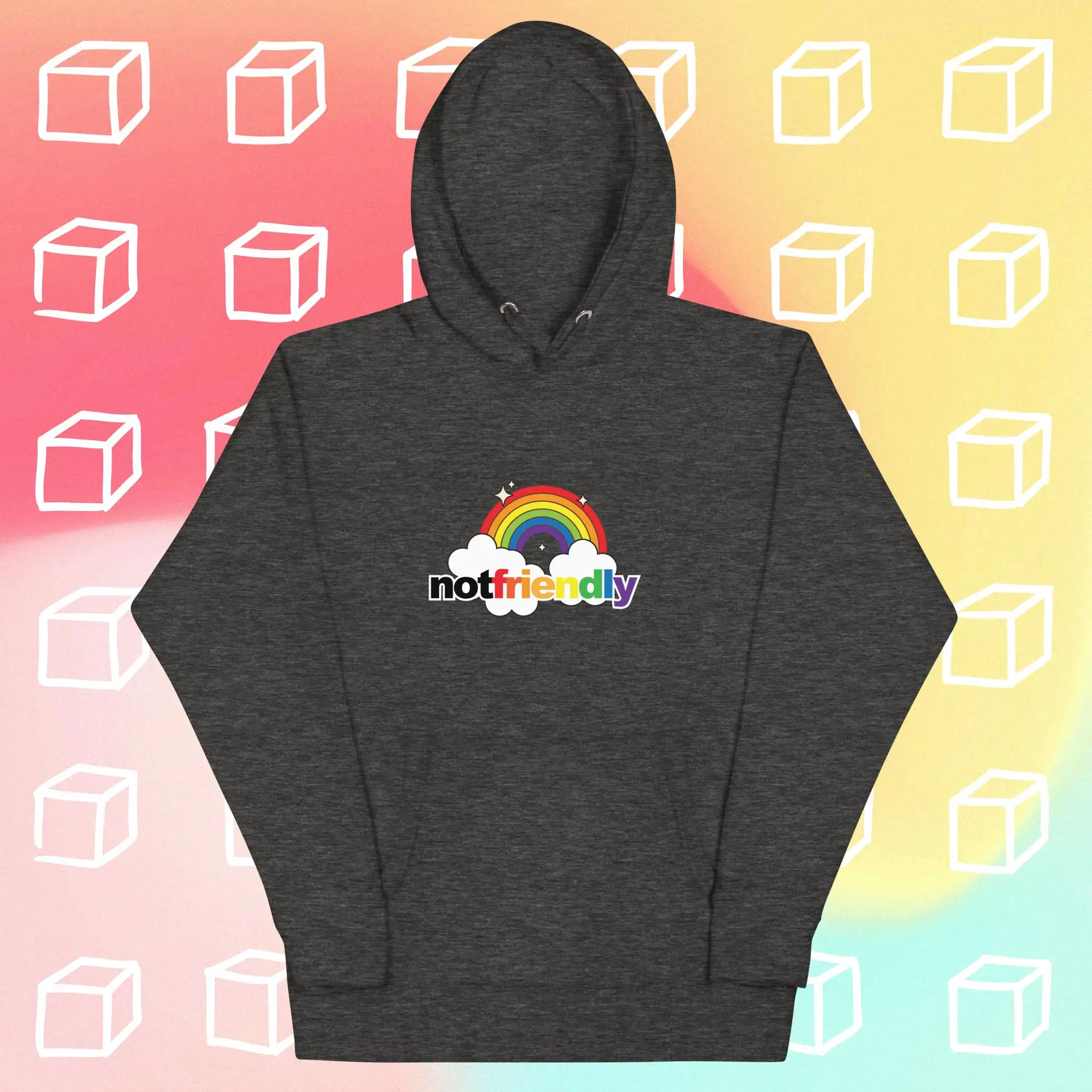 Not Friendly Rainbow Unisex Hoodie - Image 4